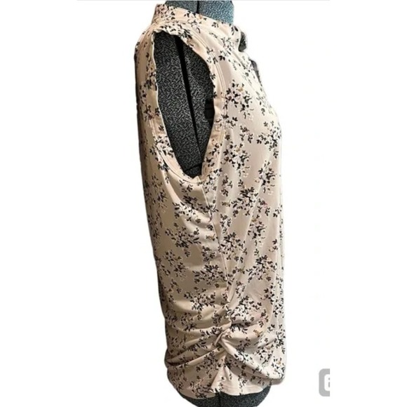 Jesse and J Maternity Blouse Grey Floral Stretch Ruched Pullover Top‎ M - Picture 4 of 8